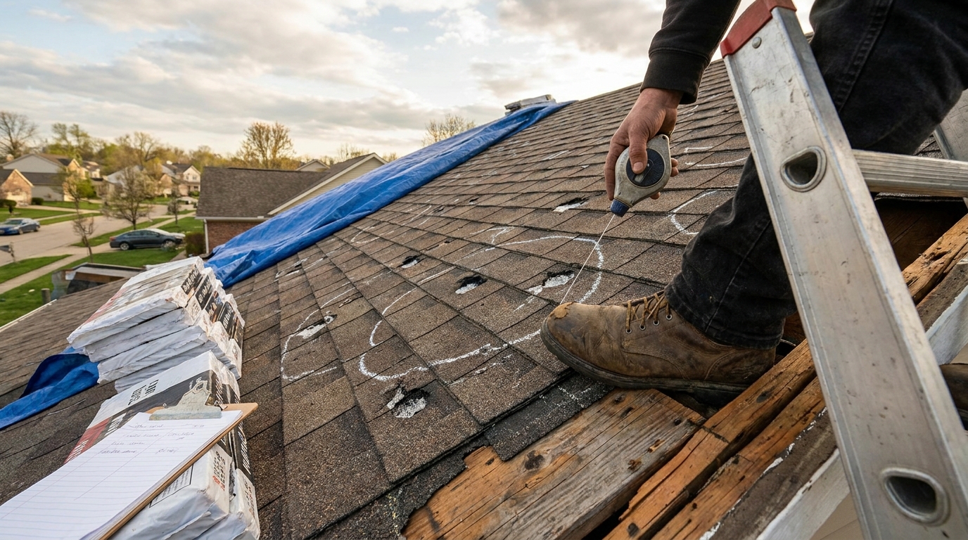 Spring 2026 Hail Alley Damage Has Roofers Booked Through November: What a $400 Adjuster Meeting Decides About a $25,000 Roof